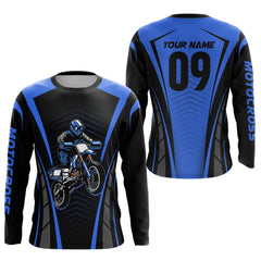 Maxcorners Custom Motocross Jersey Blue UPF30+ Dirt Bike Shirt MX Racing Racewear Adult&Kid LM2809