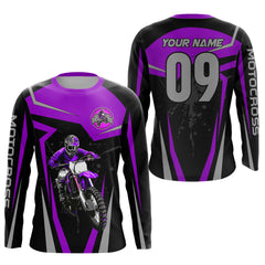 Maxcorners Adult&Kid Purple Custom Dirt Bike Jersey Motocross Jersey Upf30+ Motocross Shirt| LM2809