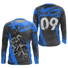 Maxcorners Blue Custom Dirt Bike Jersey Extreme Motocross Shirt Mens Women|  LM2809