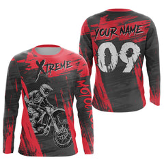 Maxcorners Red Custom Dirt Bike Jersey Extreme Motocross Shirt Mens Women|  LM2809