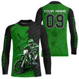 Maxcorners Custom Dirt Bike Jersey Green Motocross Jersey Upf30+ Mens Women Motocross Shirt| MT2809