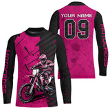 Maxcorners Custom Dirt Bike Jersey Pink Motocross Jersey Upf30+ Mens Women Motocross Shirt| MT2809