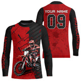 Maxcorners Custom Dirt Bike Jersey Red Motocross Jersey Upf30+ Mens Women Motocross Shirt| MT2809