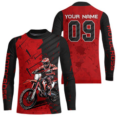 Maxcorners Custom Dirt Bike Jersey Red Motocross Jersey Upf30+ Mens Women Motocross Shirt| MT2809