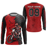 Maxcorners Custom Dirt Bike Jersey Red Motocross Jersey Upf30+ Mens Women Motocross Shirt| MT2809