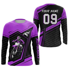 Maxcorners Custom Motocross Jersey Purple Dirt Bike Clothes Upf30+ Mens Women Motorcycle Jersey LM2809