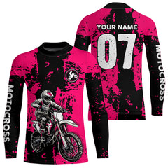 Maxcorners Custom Dirt Bike Jersey Pink Motocross Jersey Upf30 Mens Women Racing Shirt| MT2809