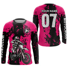 Maxcorners Custom Dirt Bike Jersey Pink Motocross Jersey Upf30 Mens Women Racing Shirt| MT2809