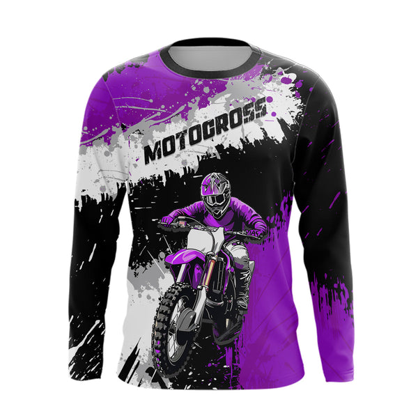 Maxcorners Adult&Kid Purple Custom Motocross Jersey UPF30+ MX Racing Dirt Bike Racewear| MT2809