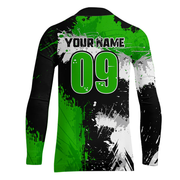 Maxcorners Adult&Kid Green Custom Motocross Jersey UPF30+ MX Racing Dirt Bike Racewear| MT2809