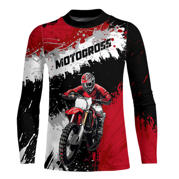 Maxcorners Adult&Kid Red Custom Motocross Jersey UPF30+ MX Racing Dirt Bike Racewear| MT2809