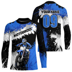 Maxcorners Adult&Kid Blue Custom Motocross Jersey UPF30+ MX Racing Dirt Bike Racewear| MT2809