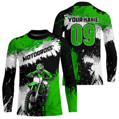 Maxcorners Adult&Kid Green Custom Motocross Jersey UPF30+ MX Racing Dirt Bike Racewear| MT2809