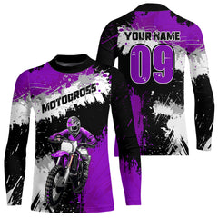 Maxcorners Adult&Kid Purple Custom Motocross Jersey UPF30+ MX Racing Dirt Bike Racewear| MT2809