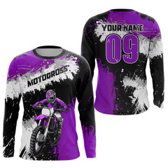 Maxcorners Adult&Kid Purple Custom Motocross Jersey UPF30+ MX Racing Dirt Bike Racewear| MT2809