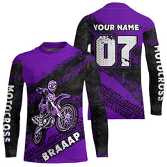 Maxcorners Custom Motocross Jersey Purple Mens Women Upf30+ Dirt Bike Jersey Racing Shirt| MT2709