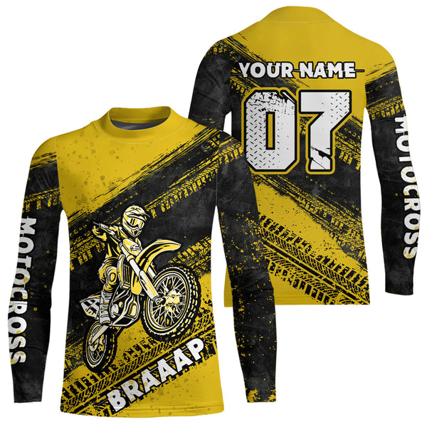 Maxcorners Custom Motocross Jersey Yellow Mens Women Upf30+ Dirt Bike Jersey Racing Shirt| MT2709