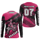 Maxcorners Custom Motocross Jersey Pink Mens Women Upf30+ Dirt Bike Jersey Racing Shirt| MT2709