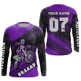 Maxcorners Custom Motocross Jersey Purple Mens Women Upf30+ Dirt Bike Jersey Racing Shirt| MT2709