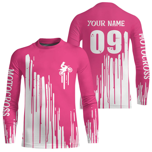 Maxcorners Adult&Kid pink custom dirt bike jersey Motocross jersey upf30+ mens women Motocross Shirt| MT2709
