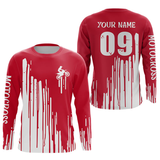 Maxcorners Adult&Kid red custom dirt bike jersey Motocross jersey upf30+ mens women Motocross Shirt| MT2709