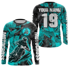 Maxcorners Turquoise Custom Dirt Bike Jersey Motocross Jersey Upf30+ Motocross Shirt| LM2809