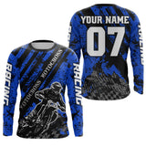 Maxcorners Motocross Jersey Upf30+ Custom Dirt Bike Jersey Mens Women Off-Road Jersey Adult&Kid MT2809 Blue