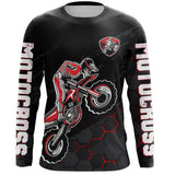 Maxcorners Motocross Jersey Upf30+ Custom Dirt Bike Jersey Mens Women Off-Road Jersey Adult&Kid MT2809 Red