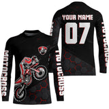 Maxcorners Motocross Jersey Upf30+ Custom Dirt Bike Jersey Mens Women Off-Road Jersey Adult&Kid MT2809 Red