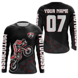 Maxcorners Motocross Jersey Upf30+ Custom Dirt Bike Jersey Mens Women Off-Road Jersey Adult&Kid MT2809 Red