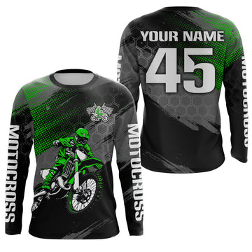 Maxcorners Custom Green Dirt Bike Jersey Motocross Jersey Upf30+ Motocross Shirt| LM2809