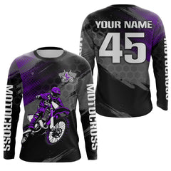 Maxcorners Custom Purple Dirt Bike Jersey Motocross Jersey Upf30+ Motocross Shirt LM2809