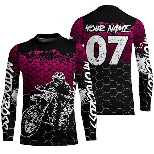 Maxcorners Pink Motocross Jersey Upf30+ Custom Dirt Bike Jersey Mens Women Off-Road Jersey Adult&Kid| MT2709