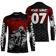 Maxcorners Red Motocross Jersey Upf30+ Custom Dirt Bike Jersey Mens Women Off-Road Jersey Adult&Kid| MT2709