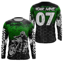 Maxcorners Green Motocross Jersey Upf30+ Custom Dirt Bike Jersey Mens Women Off-Road Jersey Adult&Kid| MT2709