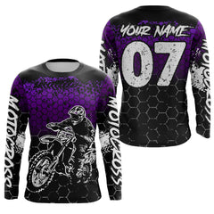Maxcorners Purple Motocross Jersey Upf30+ Custom Dirt Bike Jersey Mens Women Off-Road Jersey Adult&Kid| MT2709