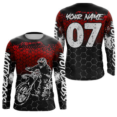Maxcorners Red Motocross Jersey Upf30+ Custom Dirt Bike Jersey Mens Women Off-Road Jersey Adult&Kid| MT2709