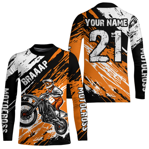 Maxcorners Adult&Kid orange custom dirt bike jersey Motocross jersey mens women braaap motocross shirt| MT2709