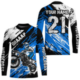 Maxcorners Adult&Kid blue custom dirt bike jersey Motocross jersey mens women braaap motocross shirt| MT2709