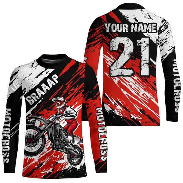 Maxcorners Adult&Kid red custom dirt bike jersey Motocross jersey mens women braaap motocross shirt| MT2709