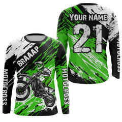 Maxcorners Adult&Kid green custom dirt bike jersey Motocross jersey mens women braaap motocross shirt| MT2709