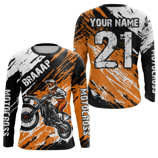 Maxcorners Adult&Kid orange custom dirt bike jersey Motocross jersey mens women braaap motocross shirt| MT2709