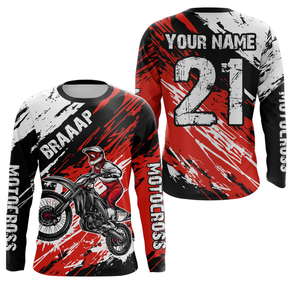 Maxcorners Adult&Kid red custom dirt bike jersey Motocross jersey mens women braaap motocross shirt| MT2709