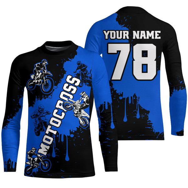 Maxcorners Blue custom dirt bike jersey adult&kid Motocross jersey upf30+ mens women Motocross Shirt| MT2709