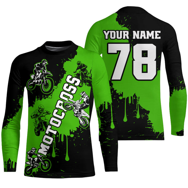 Maxcorners Green custom dirt bike jersey adult&kid Motocross jersey upf30+ mens women Motocross Shirt| MT2709