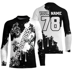 Maxcorners Black and white custom dirt bike jersey adult&kid Motocross jersey upf30+ mens women Motocross Shirt| MT2709