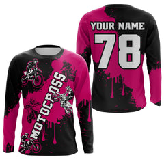 Maxcorners Pink custom dirt bike jersey adult&kid Motocross jersey upf30+ mens women Motocross Shirt| MT2709