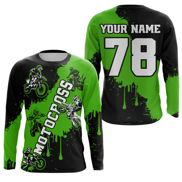 Maxcorners Green custom dirt bike jersey adult&kid Motocross jersey upf30+ mens women Motocross Shirt| MT2709