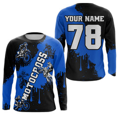 Maxcorners Blue custom dirt bike jersey adult&kid Motocross jersey upf30+ mens women Motocross Shirt| MT2709