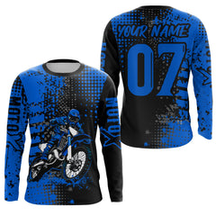 Maxcorners Adult&Kid Blue Custom Dirt Bike Jersey Motocross Jersey Upf30+ Motocross Shirt| LM2809
